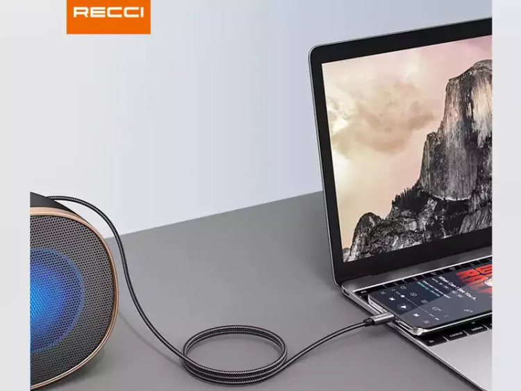 کابل انتقال صدای 3.5 میلیمتری یک متری رسی Recci RH01 3.5mm Aux Audio Cable