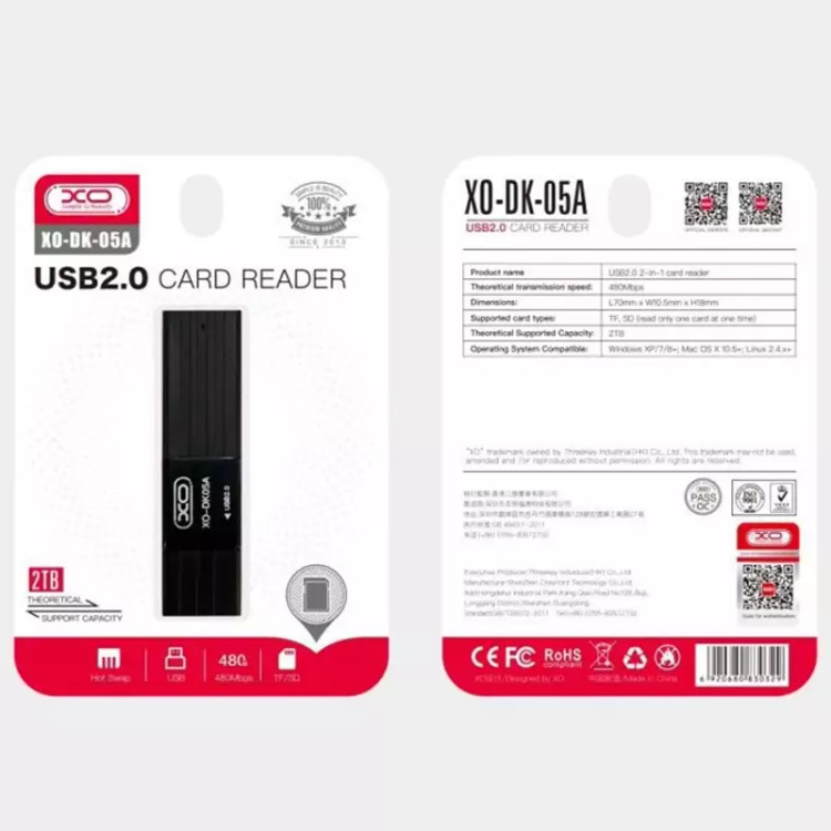 کارت خوان یو اس بی 2.0 ایکس او DK05A