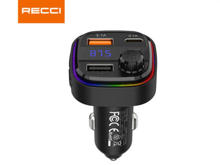 شارژر فندکی تایپ سی و یو اس بی 30 وات و گیرنده بلوتوثی رسی RQ08