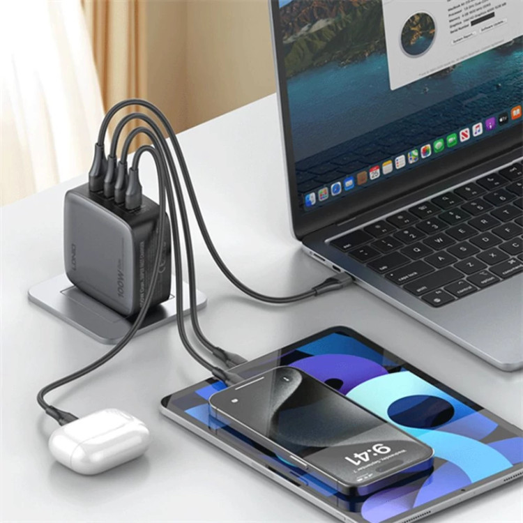 شارژر دیواری شارژ سریع 100 وات USB و Type-C الدنیو Q408