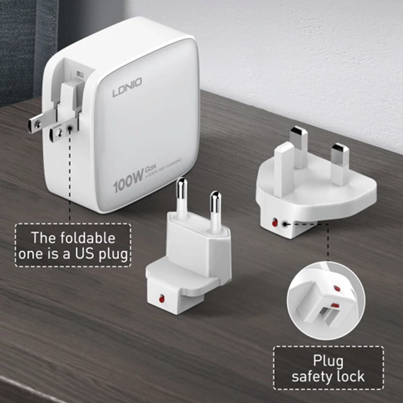 شارژر دیواری شارژ سریع 100 وات USB و Type-C الدنیو Q408