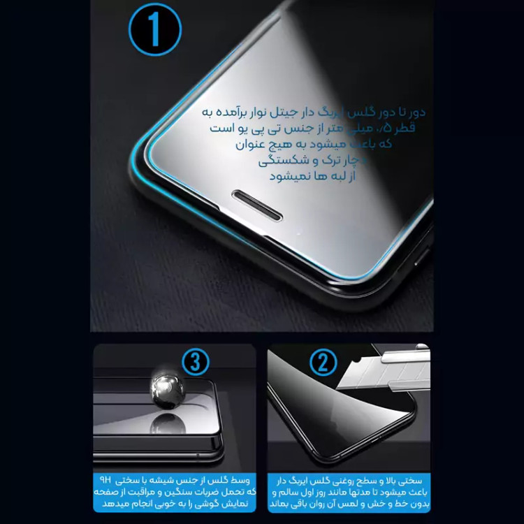 گلس پرایوسی ایربگ دار آیفون 15 پرو 5 بعدی موکوسون Privacy Super