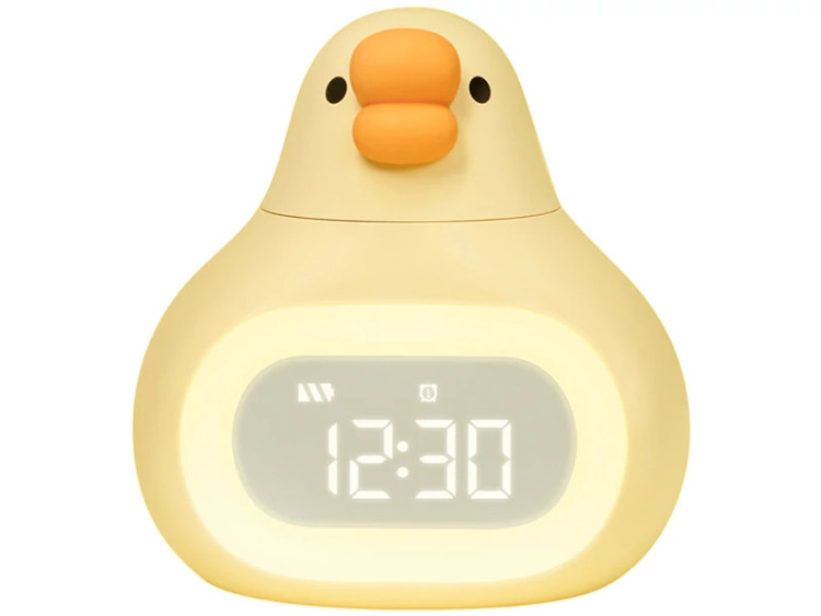 چراغ خواب فانتزی سیلیکونی و ساعت زنگدار دیجیتالی رومیزی شارژی Bedside Clock Night Light Ornament Alarm Multifunction...