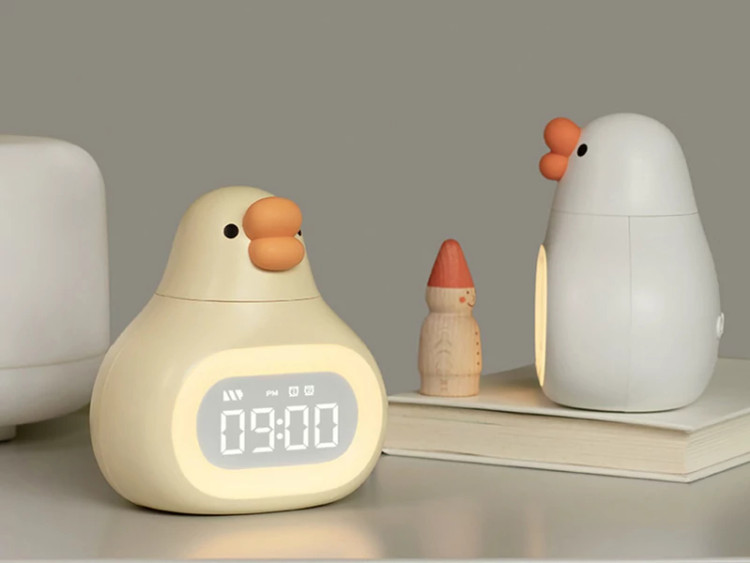چراغ خواب فانتزی سیلیکونی و ساعت زنگدار دیجیتالی رومیزی شارژی Bedside Clock Night Light Ornament Alarm Multifunction...