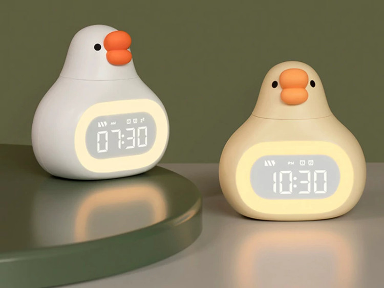 چراغ خواب فانتزی سیلیکونی و ساعت زنگدار دیجیتالی رومیزی شارژی Bedside Clock Night Light Ornament Alarm Multifunction...