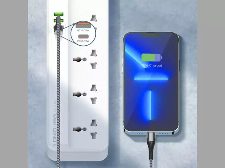 چند راهی برق 5 سوکت، 3 یو اس بی و 1 تایپ سی الدنیو LDNIO SC5415 Power Strip With USB Port