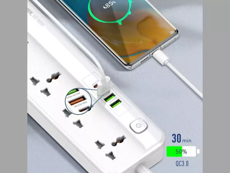 چند راهی برق 5 سوکت، 3 یو اس بی و 1 تایپ سی الدنیو LDNIO SC5415 Power Strip With USB Port