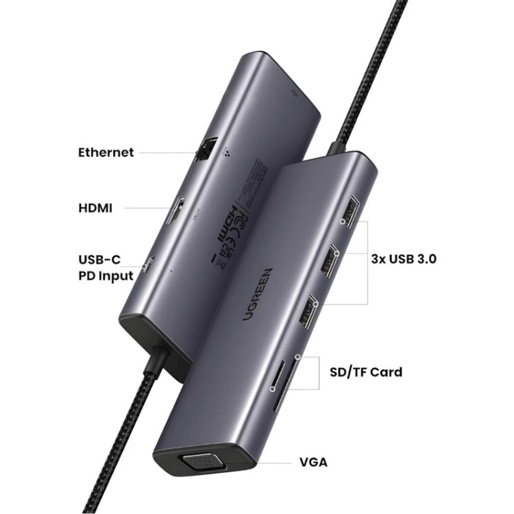هاب تایپ سی 9 پورت یوگرین CM498 15600