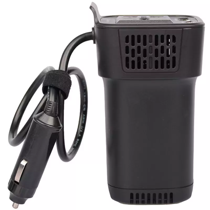 اینورتر و شارژر فندکی فست شارژ ماشین تایپ سی و یو اس بی 150 وات پاورولوژی P150INVBK