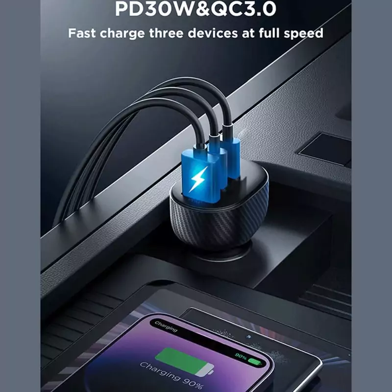 شارژر فندکی فست شارژ ماشین تایپ سی و یو اس بی 30 وات جویروم JR-CCD04