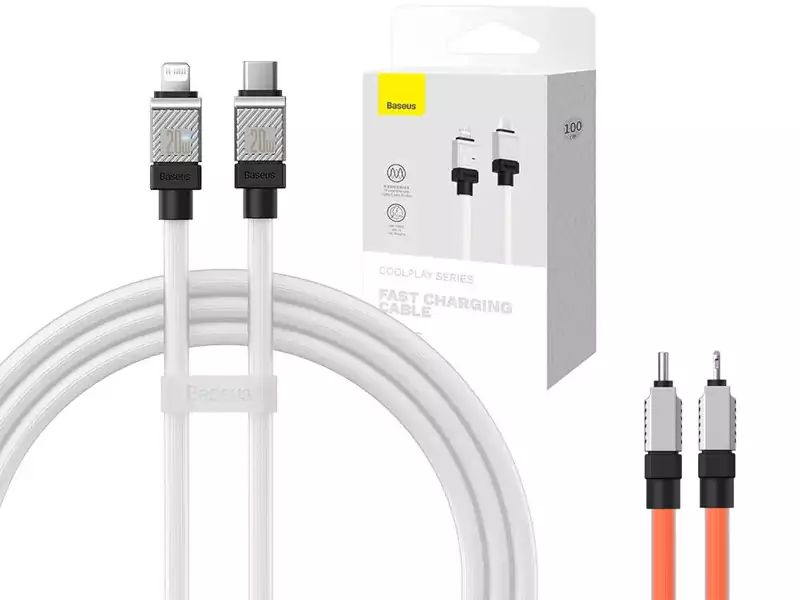 کابل شارژ سریع تایپ سی به لایتنینگ 20 وات یک متری بیسوس Baseus USB-C to Lightning Coolplay Series CAKW000002