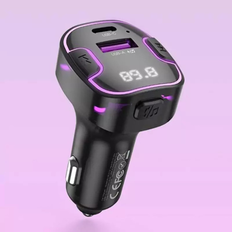 شارژر فندکی فست شارژ ماشین تایپ سی و گیرنده افام بلوتوثی ایکس او BCC12