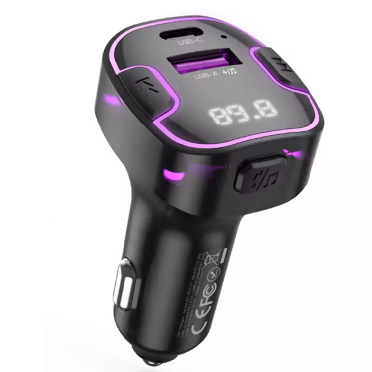 شارژر فندکی فست شارژ ماشین تایپ سی و گیرنده افام بلوتوثی ایکس او BCC12