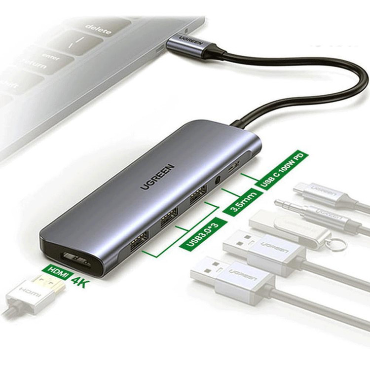 هاب تایپ سی 6 پورت یوگرین CM136 80132