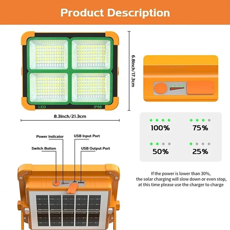پروژکتور شارژی خورشیدی آفتابی و مهتابی KY-100W