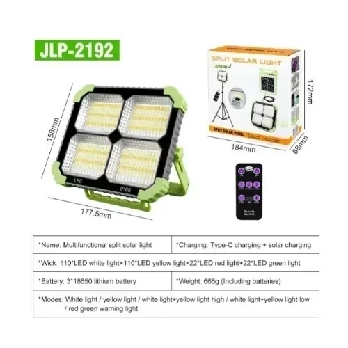 چراغ نورافکن خورشیدی دستی JLP-2192 روشنایی بر پایه انرژی خورشیدی