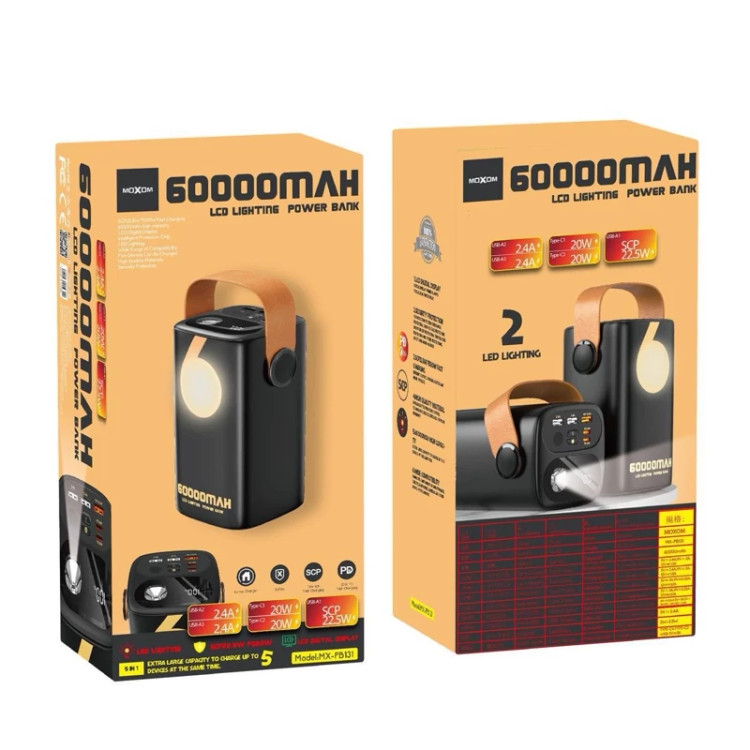 پاوربانک اورجینال 60 هزار میلی آمپر موکسوم مدل MOXOM MX-PB131