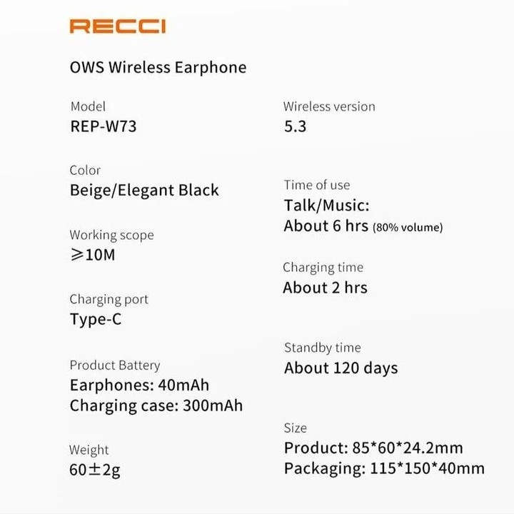 هندزفری القایی رسی مدل RECCI REP-W73