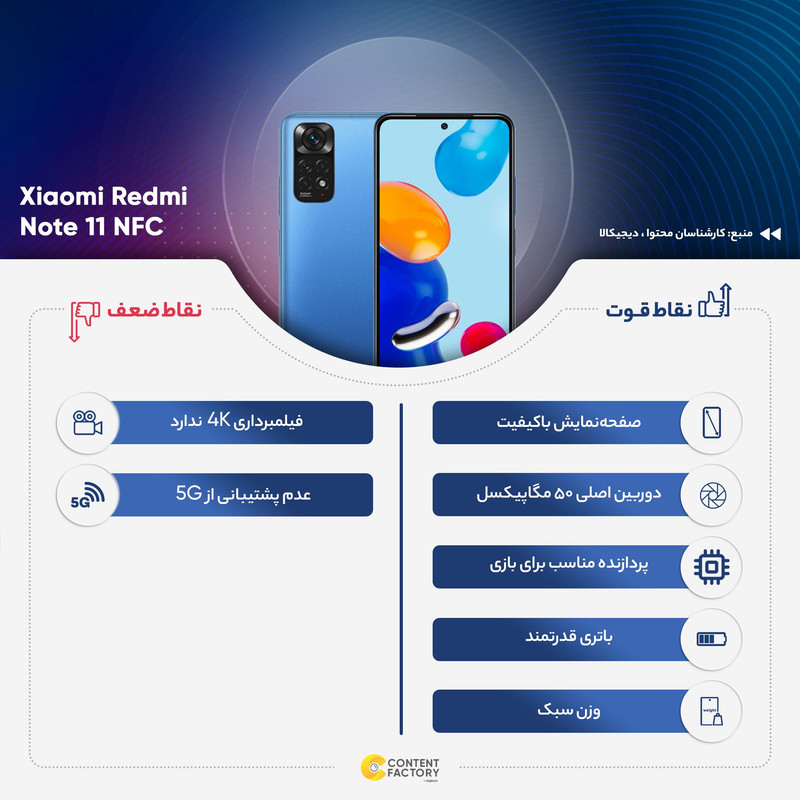 گوشی موبایل شیائومی مدل Redmi Note 11 NFC دو سیم کارت ظرفیت 64 گیگابایت و رم 4 گیگابایت - گلوبال