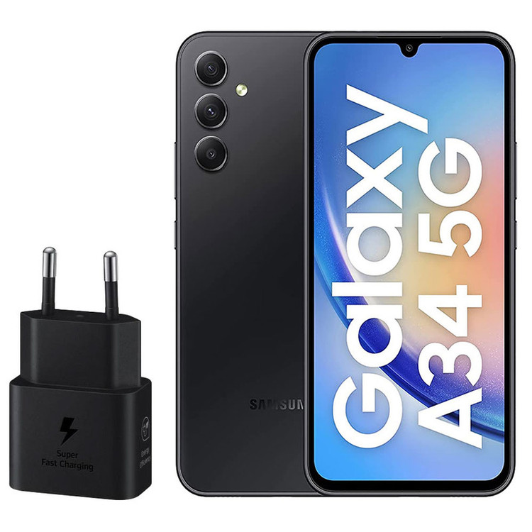 گوشی موبایل سامسونگ مدل Galaxy A34 5G دو سیم کارت ظرفیت 128 گیگابایت و رم 8 گیگابایت به همراه شارژر 25وات سامسونگ - ویتنام