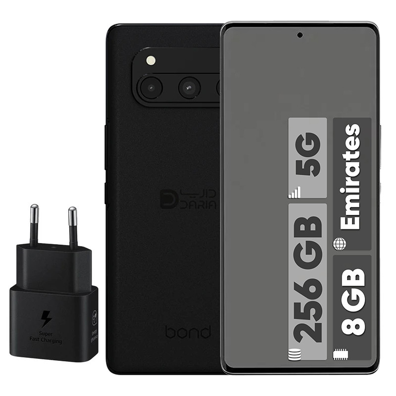 گوشی موبایل داریا مدل bond 5G دو سیم کارت ظرفیت 256 گیگابایت و رم 8 گیگابایت - نسخه امارات - به همراه شارژر 25 وات سامسونگ
