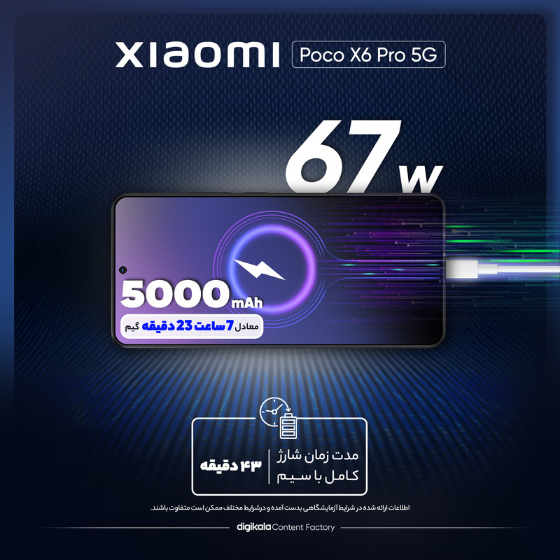 گوشی موبایل شیائومی پوکو مدل Poco X6 Pro 5G دو سیم کارت ظرفیت 256 گیگابایت و رم 8 گیگابایت