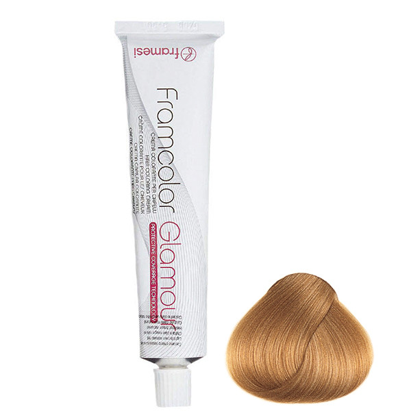 رنگ مو فرامسی مدل glamour شماره 9.34 حجم 100 میلی لیتر رنگ بلوند طلایی مسی خیلی روشن
