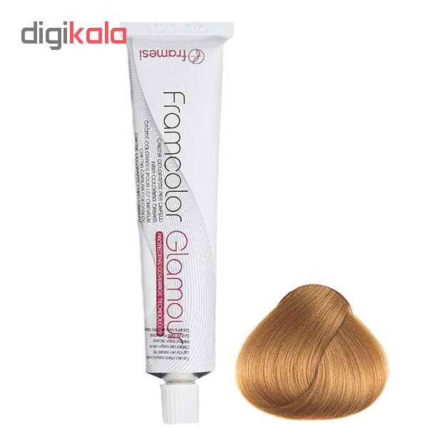 رنگ مو فرامسی مدل glamour شماره 9.34 حجم 100 میلی لیتر رنگ بلوند طلایی مسی خیلی روشن