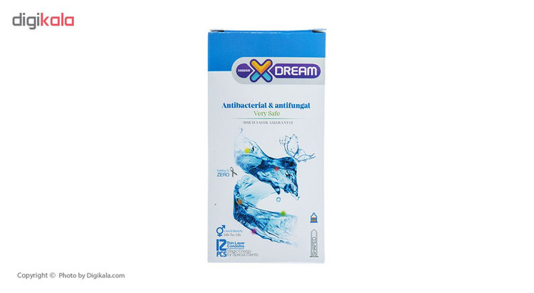 کاندوم ایکس دریم مدل Antibacterial And Antifungal بسته 12 عددی