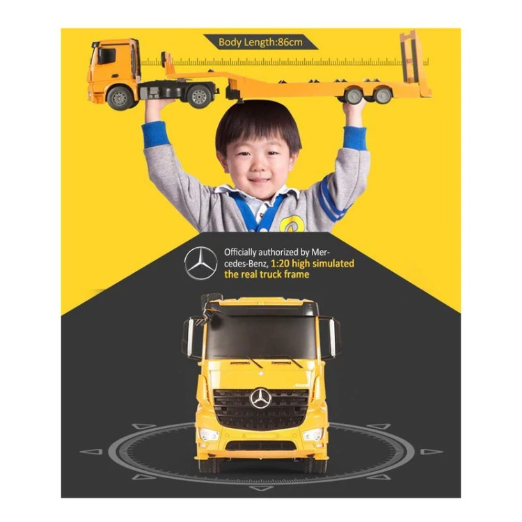 ماشین بازی کنترلی دابل ای مدل Mercedes Benz Arocs Flat Bed Trailer