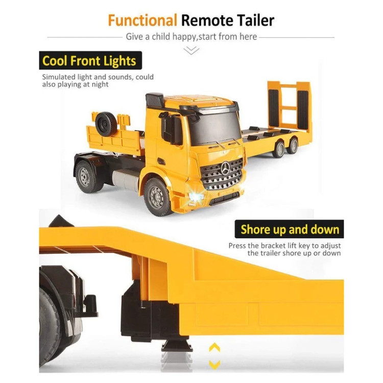 ماشین بازی کنترلی دابل ای مدل Mercedes Benz Arocs Flat Bed Trailer