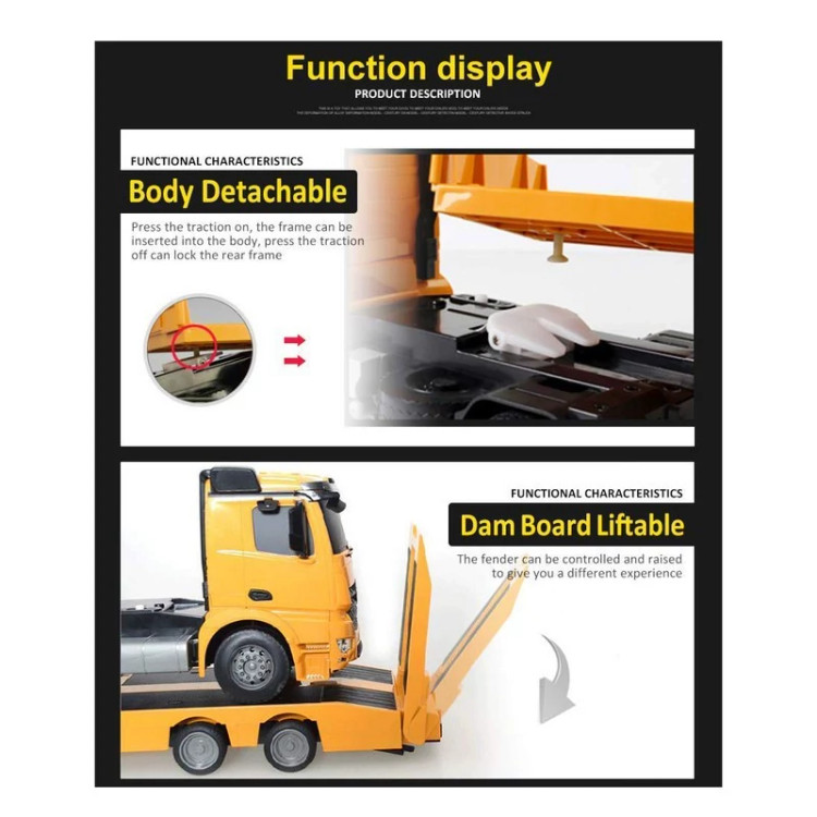 ماشین بازی کنترلی دابل ای مدل Mercedes Benz Arocs Flat Bed Trailer