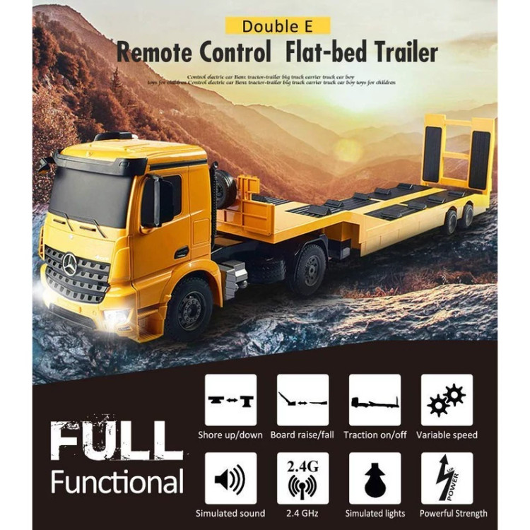 ماشین بازی کنترلی دابل ای مدل Mercedes Benz Arocs Flat Bed Trailer