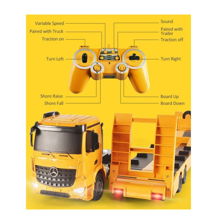 ماشین بازی کنترلی دابل ای مدل Mercedes Benz Arocs Flat Bed Trailer