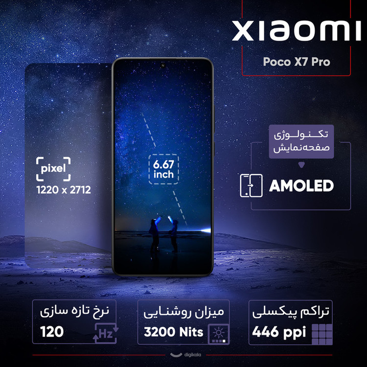 گوشی موبایل شیائومی مدل Poco X7 Pro دو سیم کارت ظرفیت 256 گیگابایت و رم 12 گیگابایت - پک گلوبال