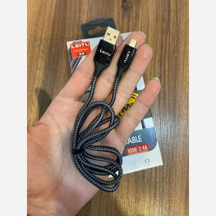 کابل شارژر کنفی برند LEITU مدل USB TO MICRO