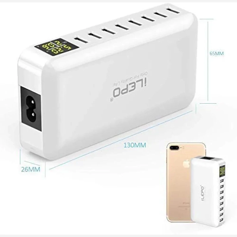 شارژ 8پورت USBبا نمایشگر LCDمدلi6 توان 40وات