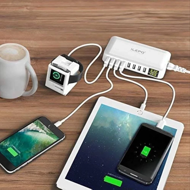 شارژ 8پورت USBبا نمایشگر LCDمدلi6 توان 40وات