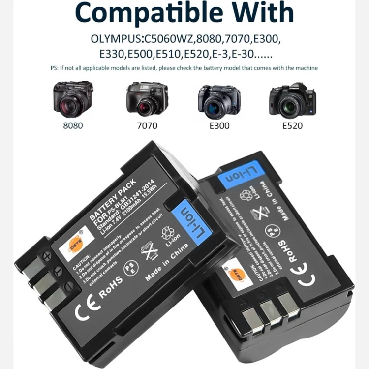 باتری دوربین عکاسی الیمپوس Olympus پک 2عددی اورجینال امازون المان
