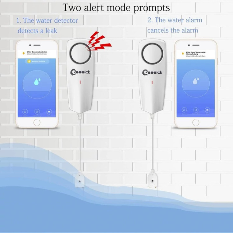سنسور و نشتی یاب هوشمند آب اتصال دارای برنامه WiFi 100dB برند Easick (پس کرایه)