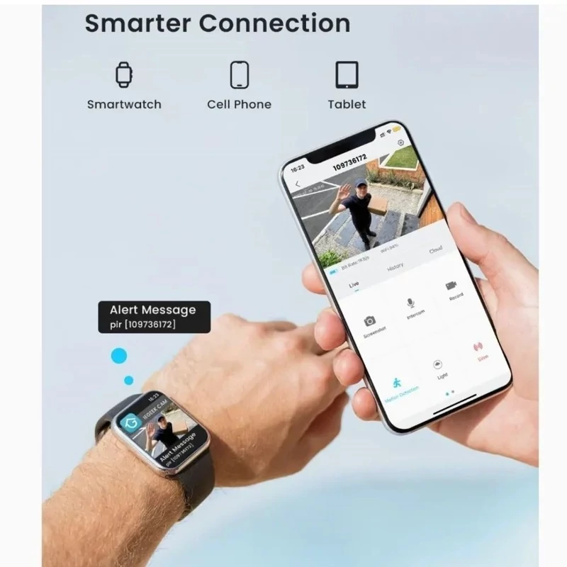 دوربین امنیتی شارژی برند ieGeek اژیر خطر/نورافکن/دید در شب رنگی