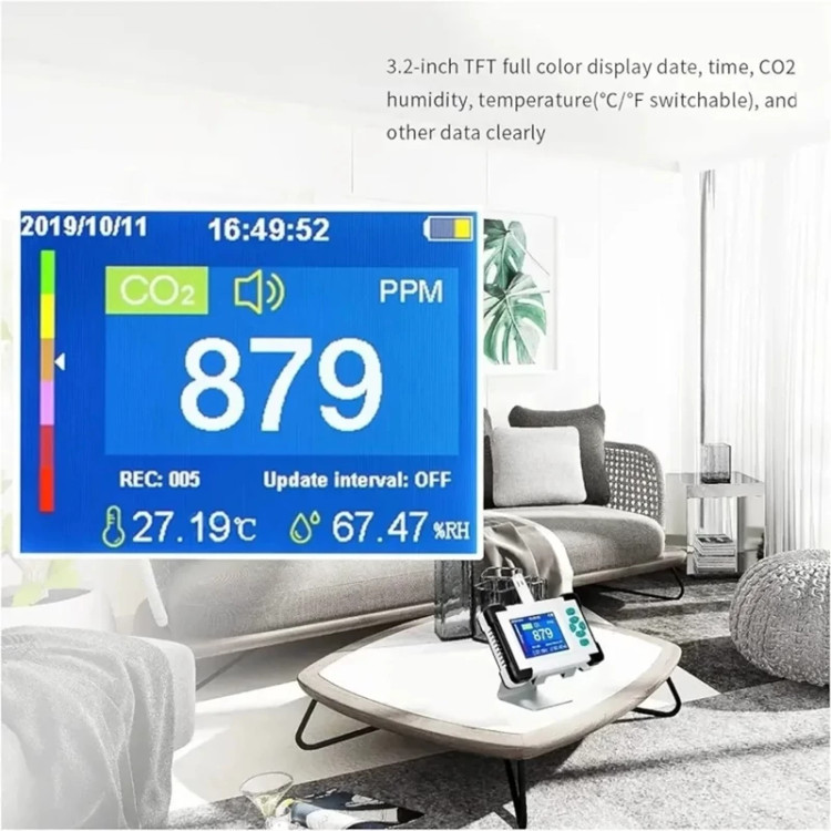 آنالیزر گاز co2 دیجیتالی /رطوبت سنج/دما سنج/کیفیت هوا ذرات و کرد و غبار اورجینال امازون المان