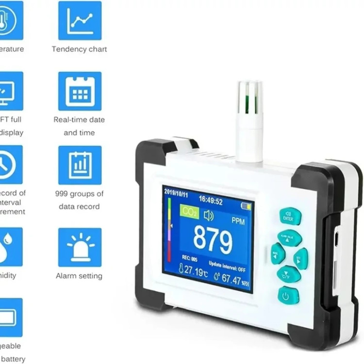 آنالیزر گاز co2 دیجیتالی /رطوبت سنج/دما سنج/کیفیت هوا ذرات و کرد و غبار اورجینال امازون المان