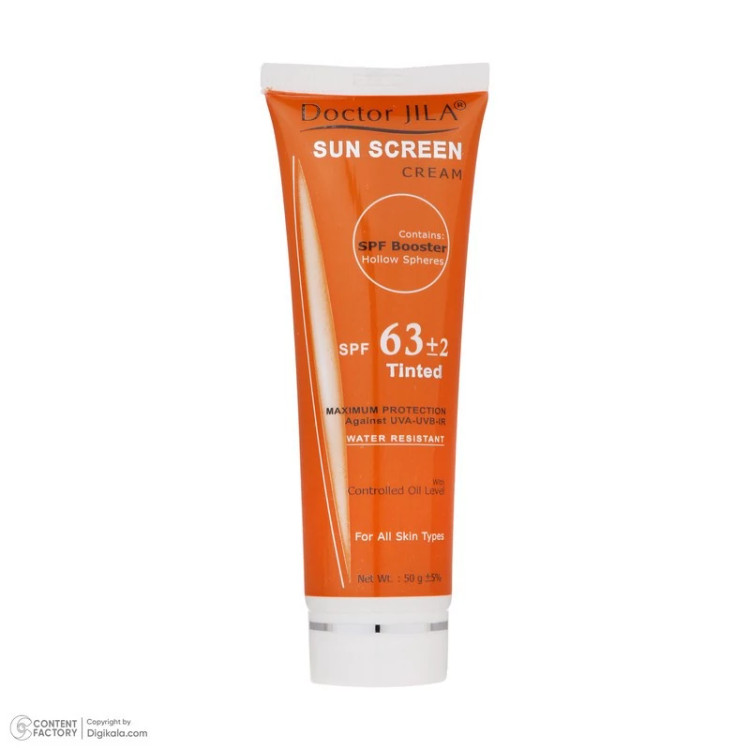 کرم ضدآفتاب رنگی دکتر ژیلا SPF63 مدل DJ3 مناسب انواع پوست وزن 50 گرم