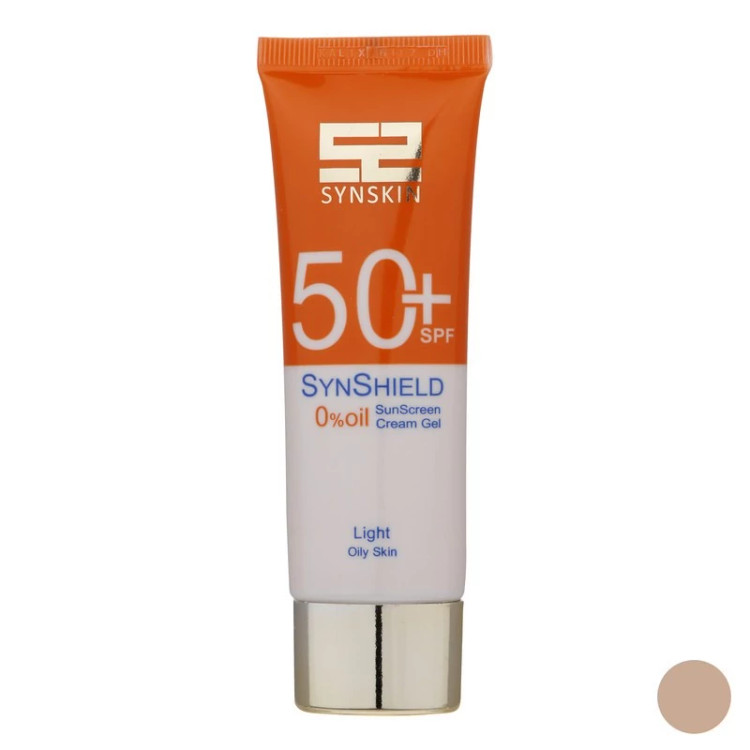 کرم ضد آفتاب رنگی ساین اسکین، SPF 50، مدل Syn Shield، مناسب پوستهای آکنهدار و چرب با حجم 50 میلیلیتر، ضد آب، مرطوبک