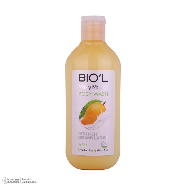 شامپو بدن بیول مدل Milky Mango با رایحه مانگو مناسب پوستهای خشک حجم 400 میلیلیتر