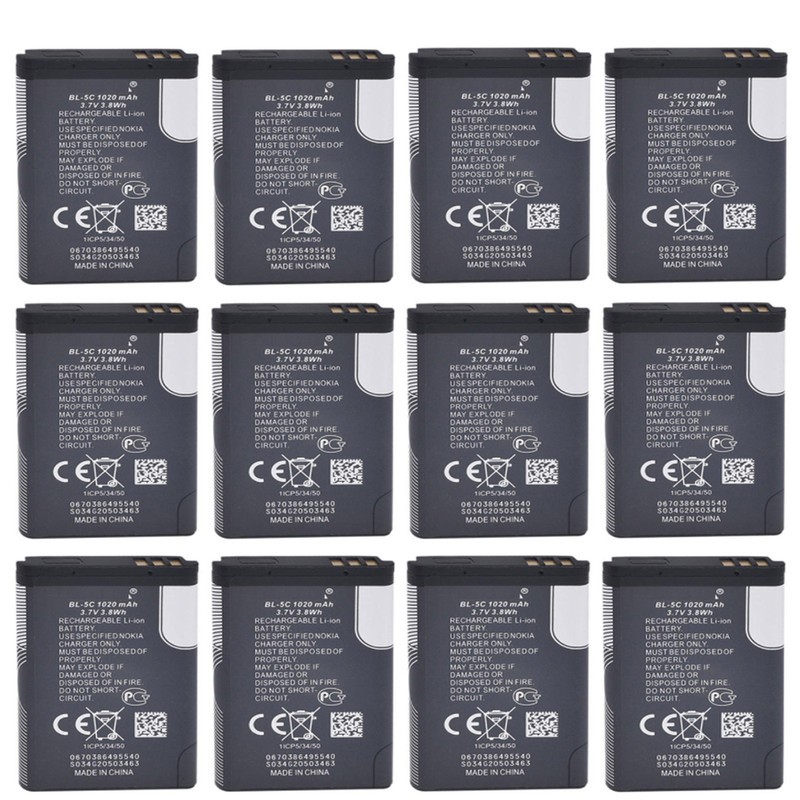 باتری موبایل مدل BL-5C با ظرفیت 1020میلی آمپرساعت مناسب برای گوشی موبایل نوکیا 5C بسته 12 عددی