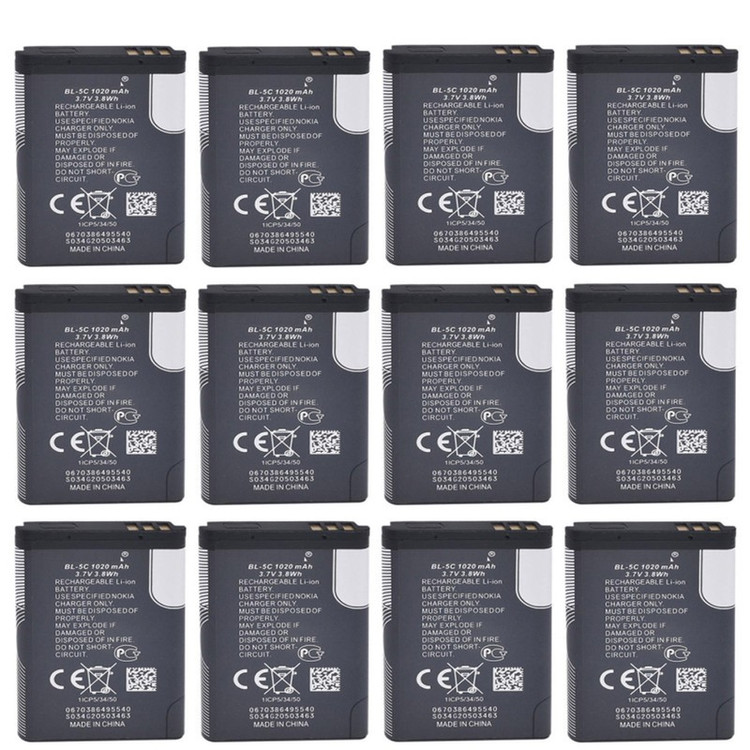 باتری موبایل مدل BL-5C با ظرفیت 1020میلی آمپرساعت مناسب برای گوشی موبایل نوکیا 5C بسته 12 عددی