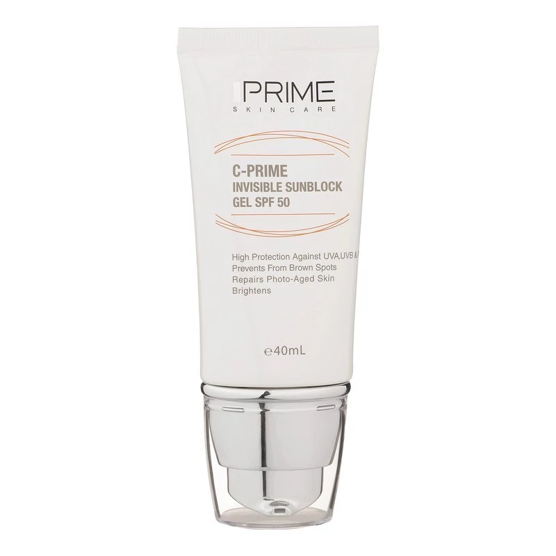 ژل ضدآفتاب بی‌رنگ پرایم SPF50 مدل C-Prime مناسب برای انواع پوست، حجم 40 میلی‌لیتر