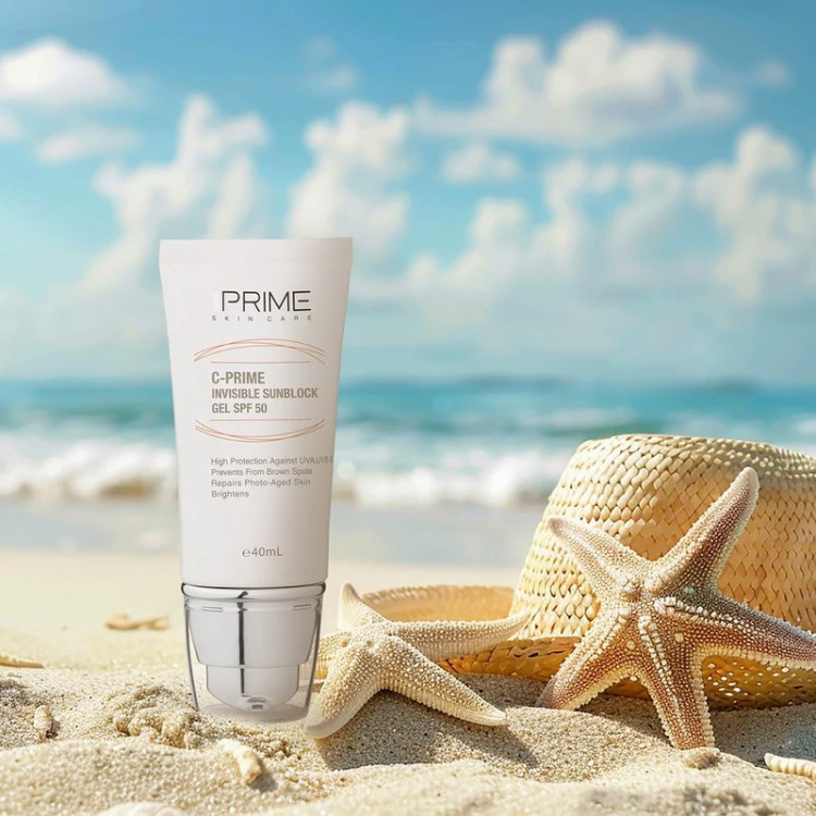 ژل ضدآفتاب بیرنگ پرایم SPF50 مدل C-Prime مناسب برای انواع پوست، حجم 40 میلیلیتر